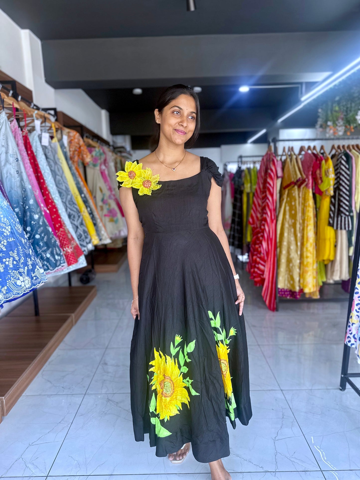 Floral handpainted Sunflower Frock