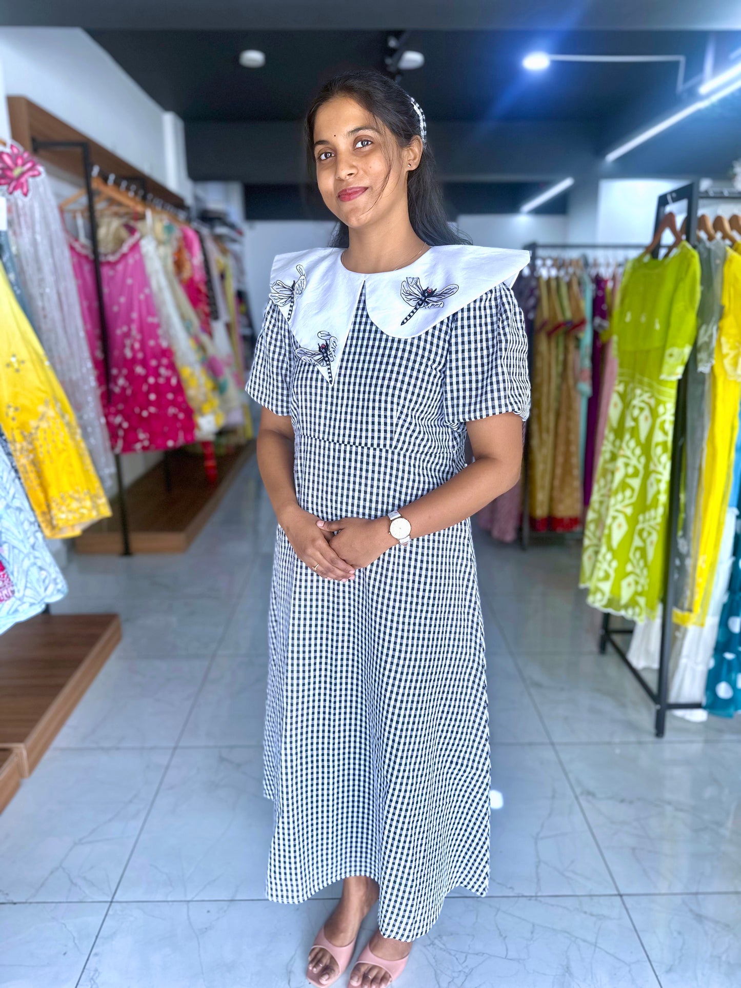 Black and white checks frock
