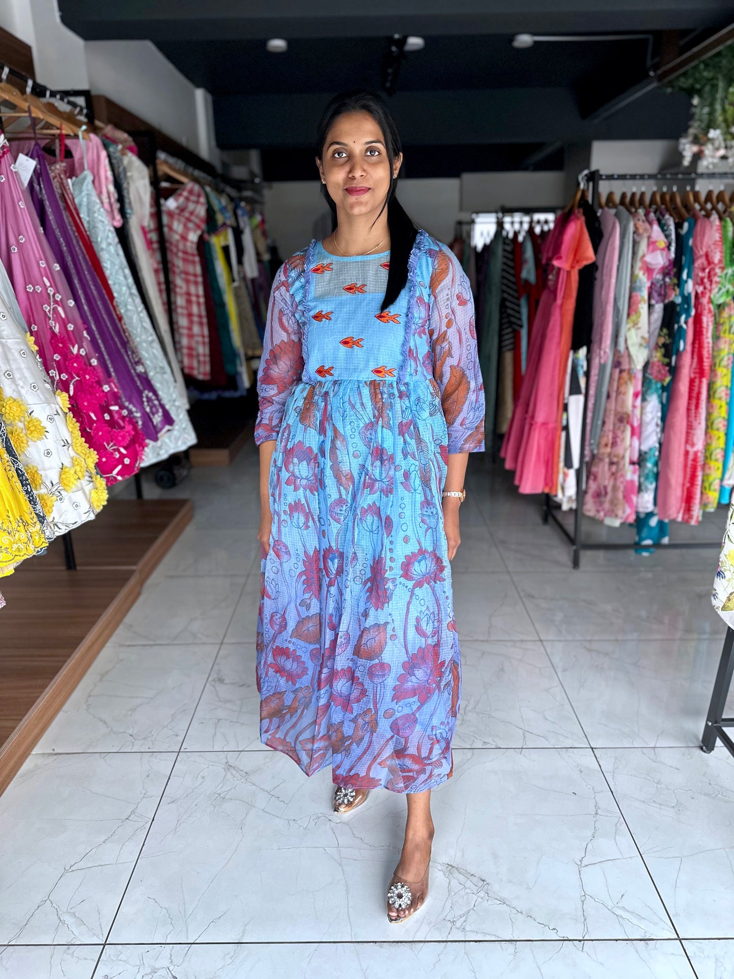 kota frock with hand embroidery
