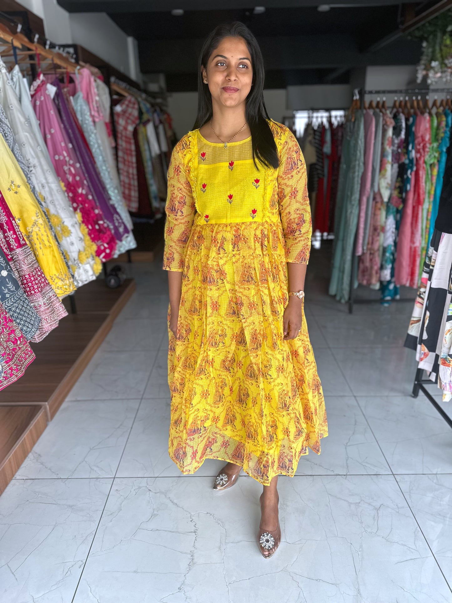 kota frock with hand embroidery