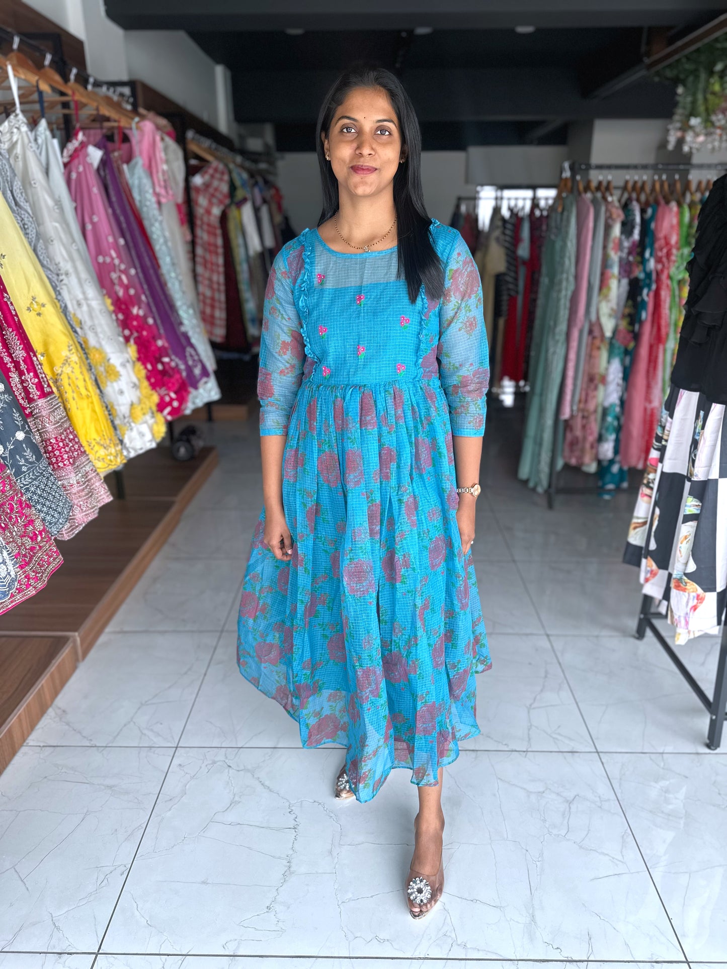 kota frock with hand embroidery