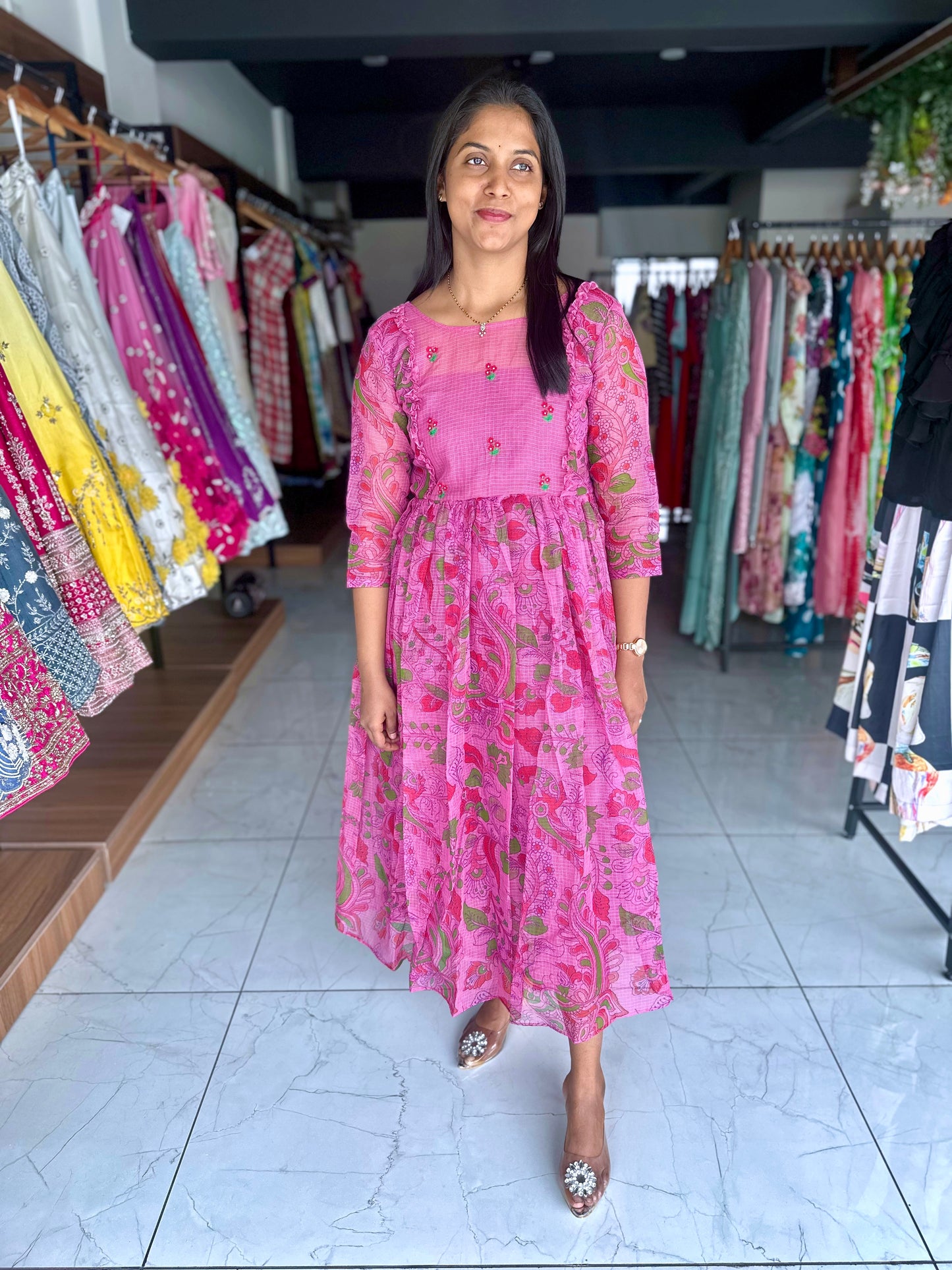 kota frock with hand embroidery