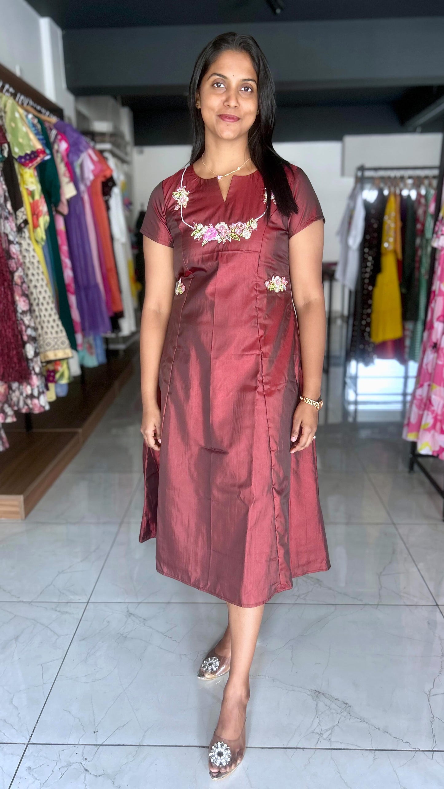 Maroon Frock with Handcraft