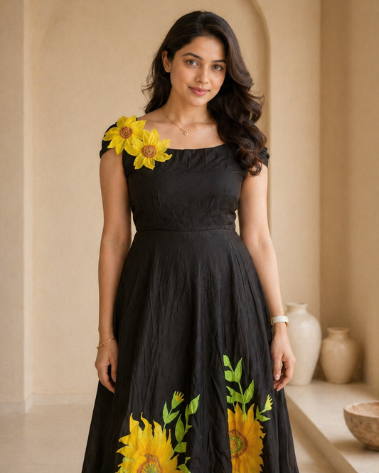 Floral handpainted Sunflower Frock