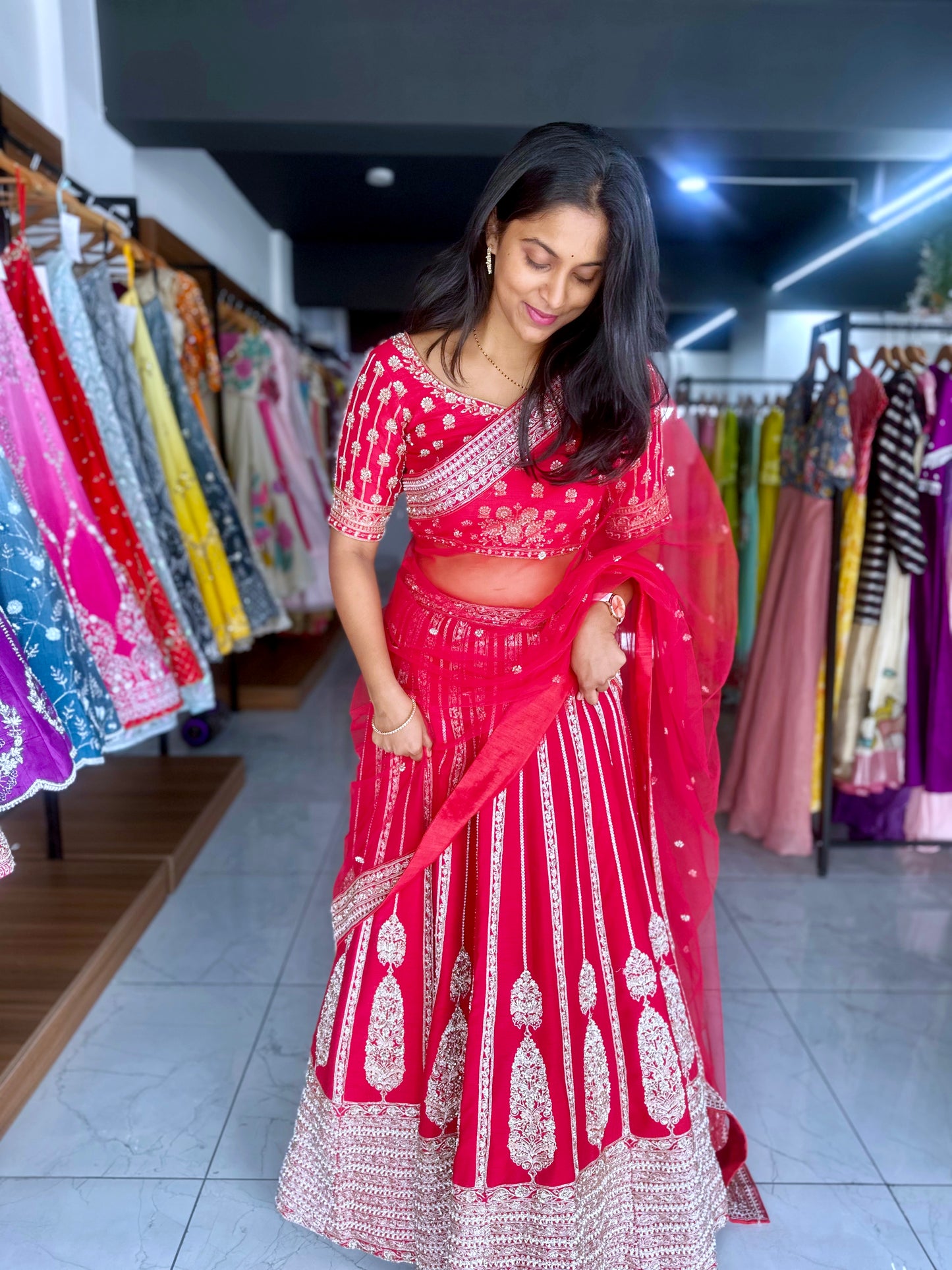 Bridal Red lehanga with  handwork
