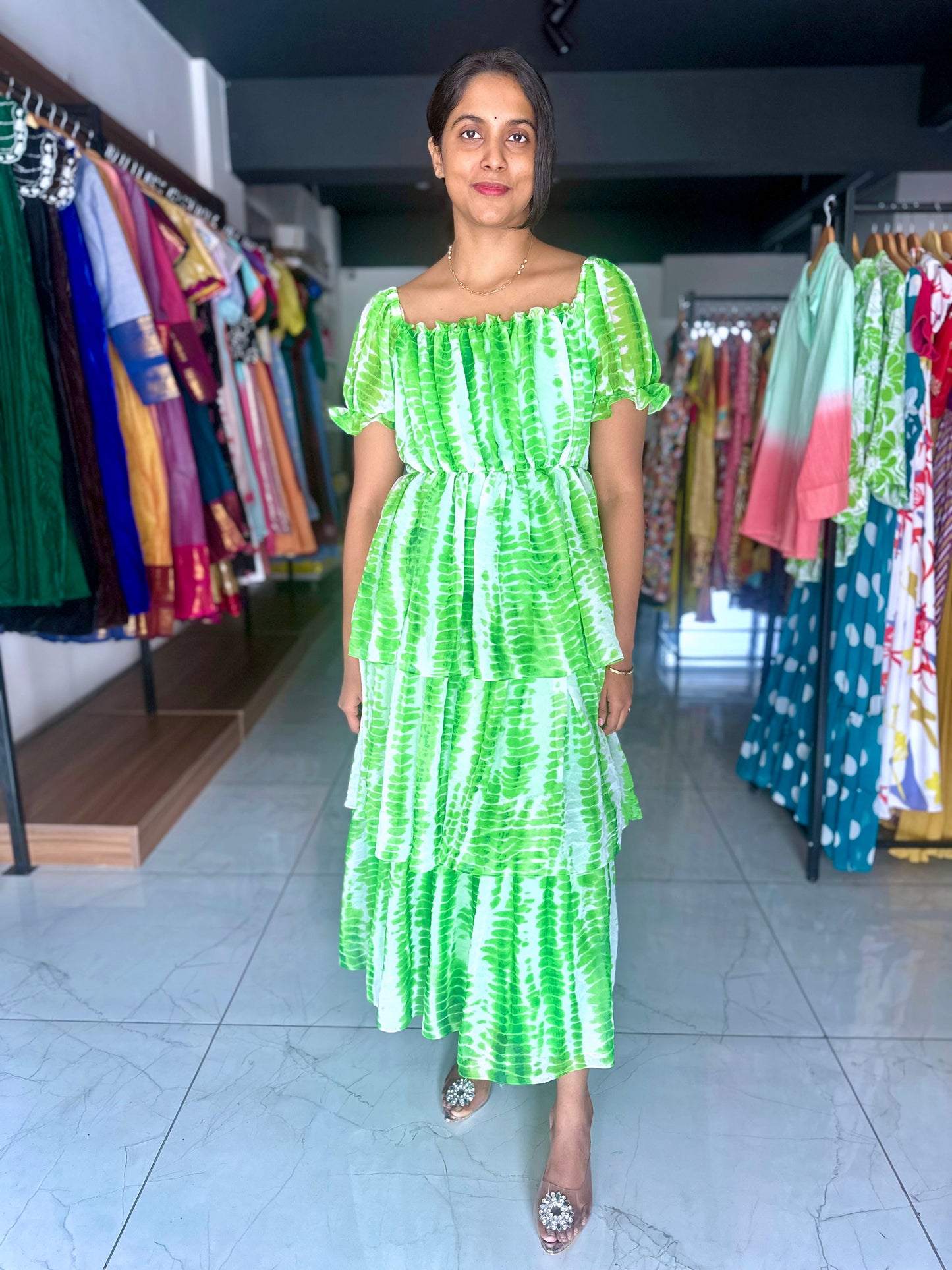 Emerald Flow - Georgette frock