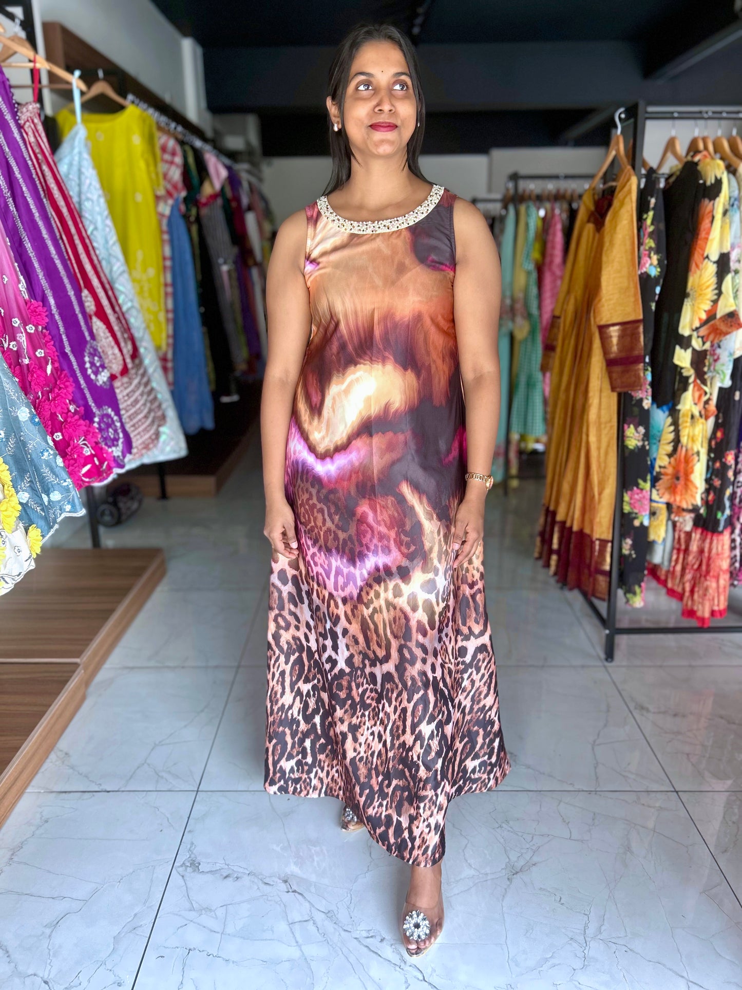 Animal print A line frock