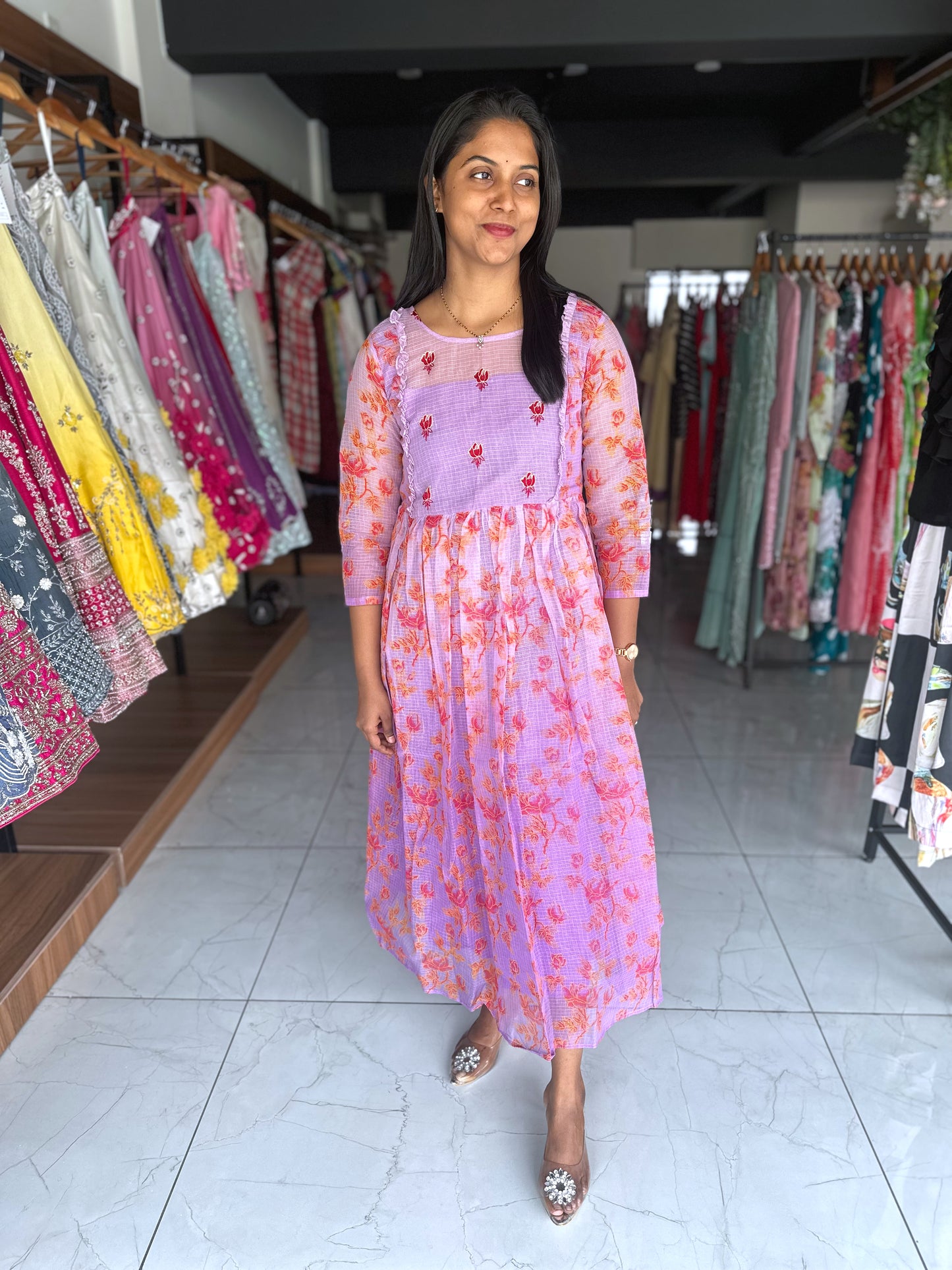 kota frock with hand embroidery