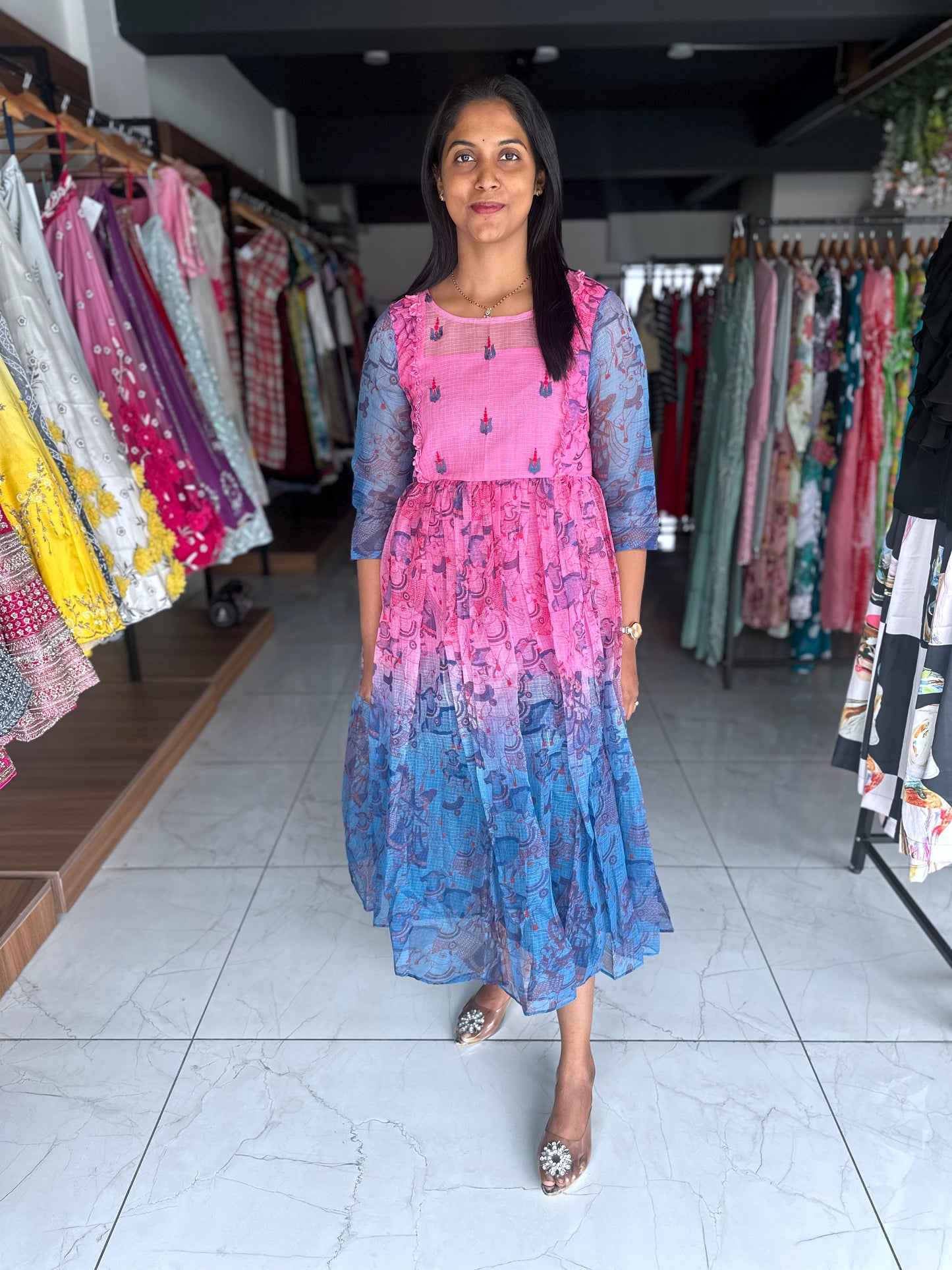 kota frock with hand embroidery