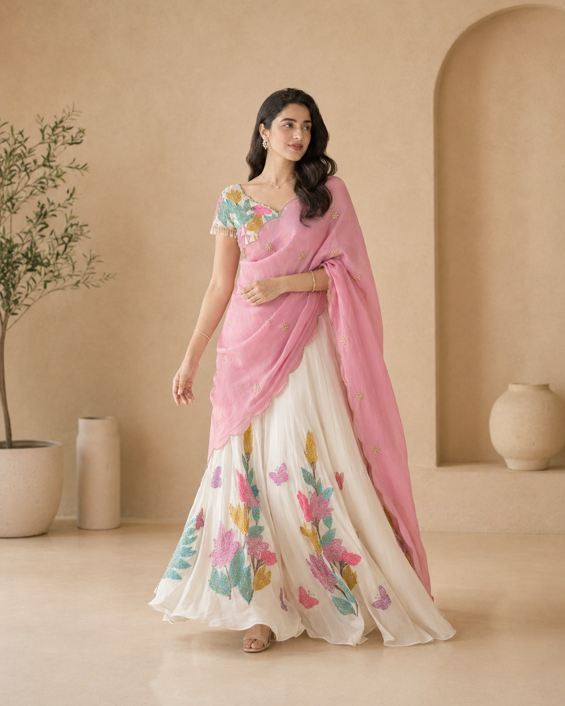 Lehanga with hand embroidery and dupatta