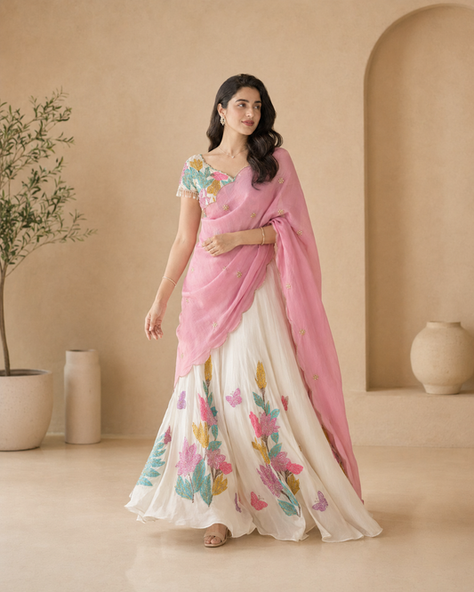 Lehanga with hand embroidery and dupatta