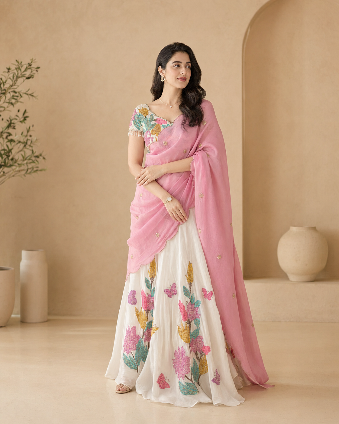 Lehanga with hand embroidery and dupatta