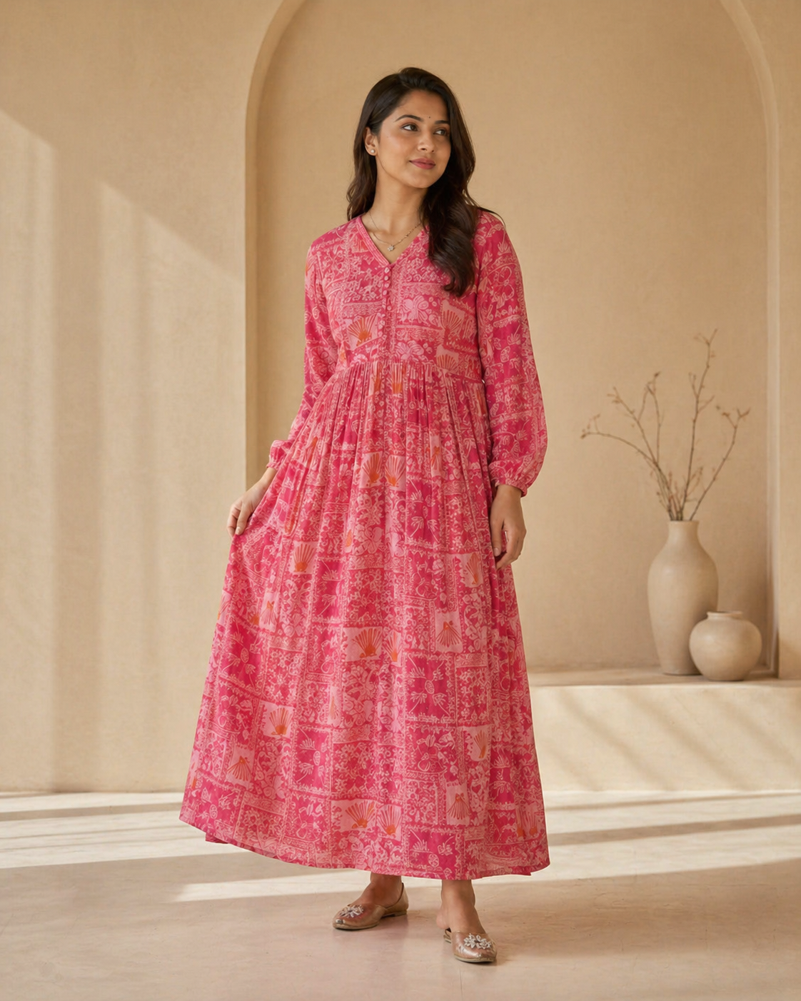 Printed pink frock