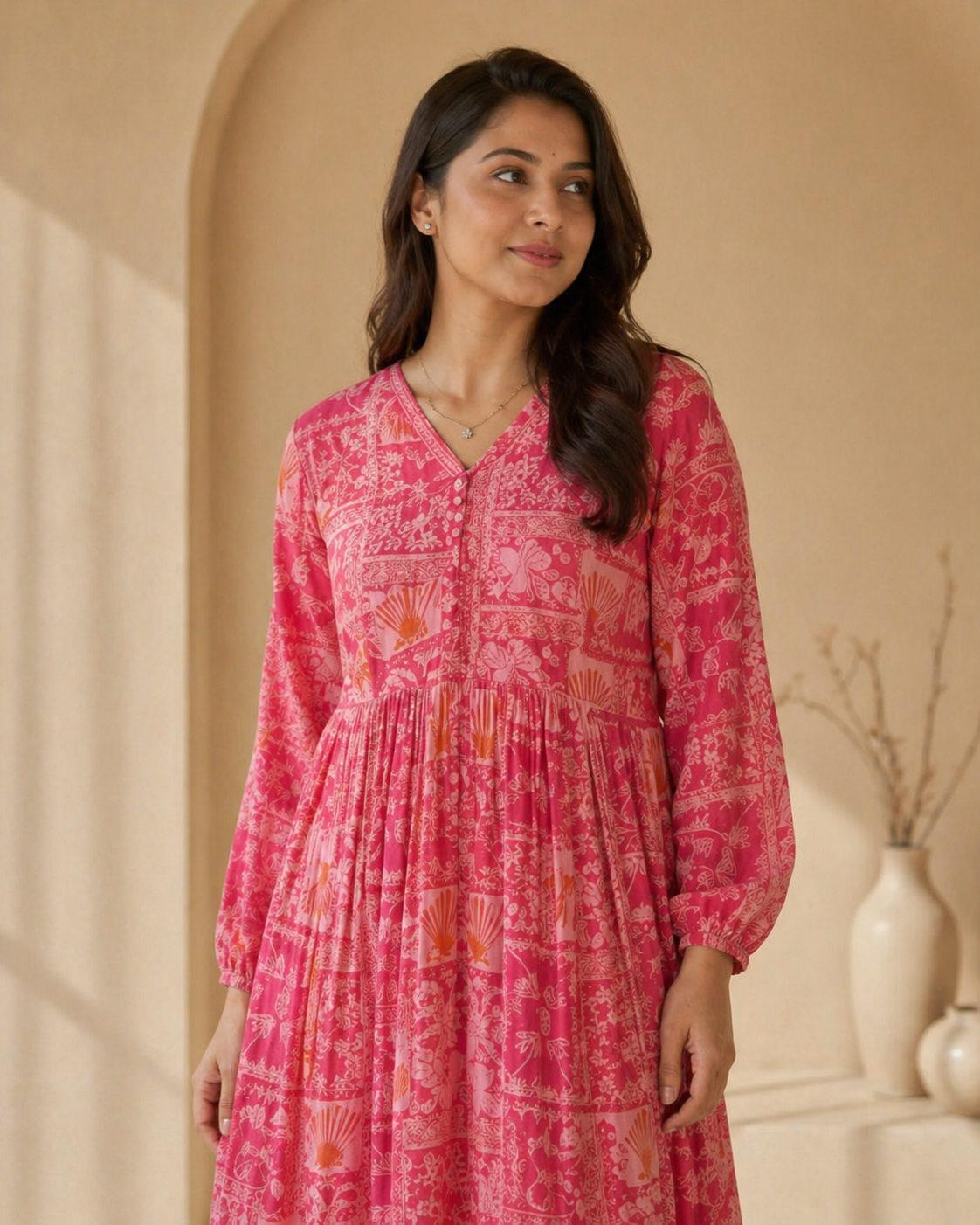 Printed pink frock