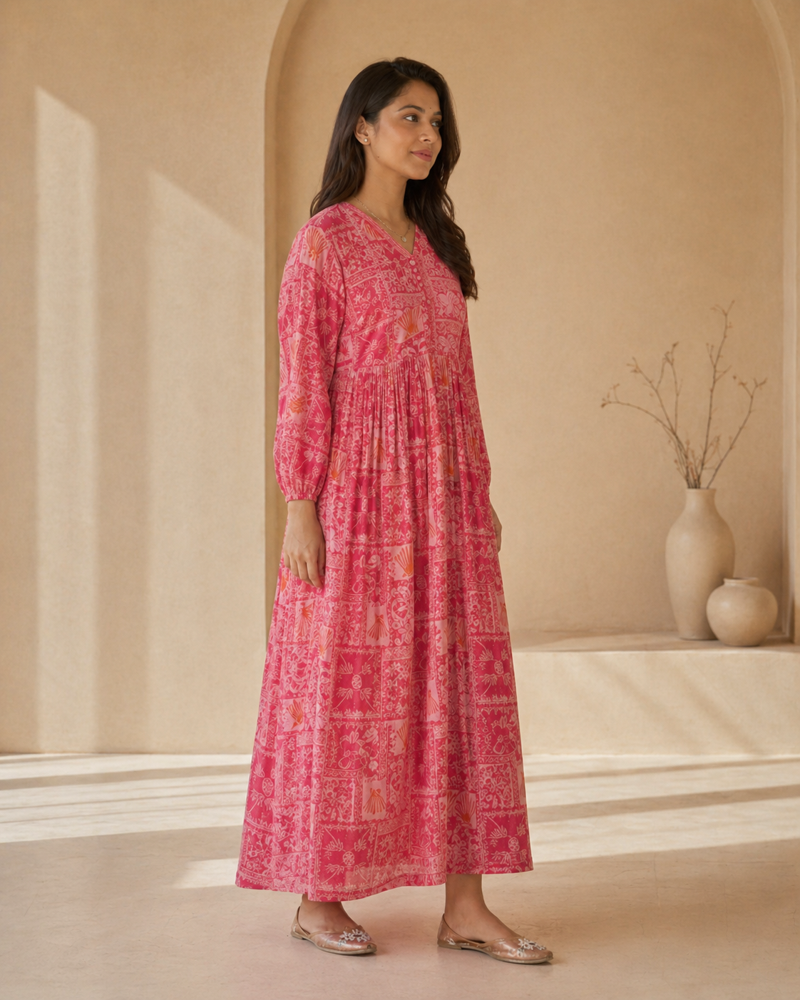 Printed pink frock