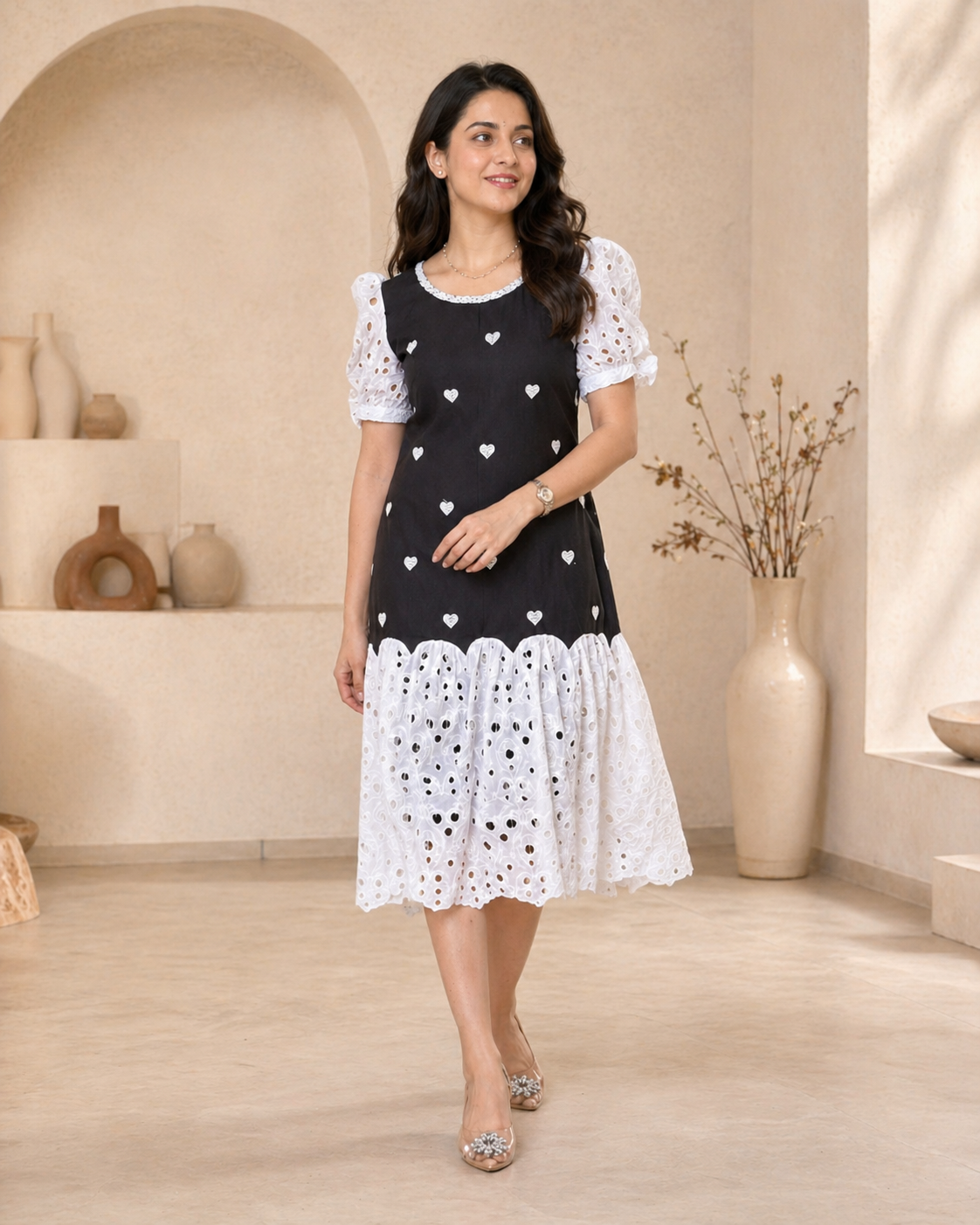 Hacoba black and white frock