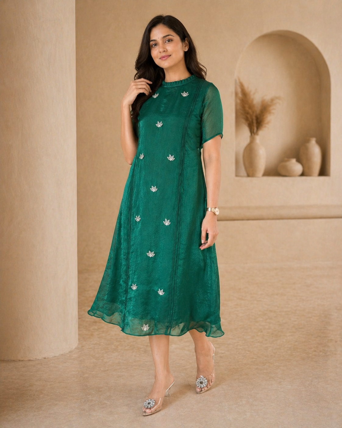 Emrelad green glass tissue frock