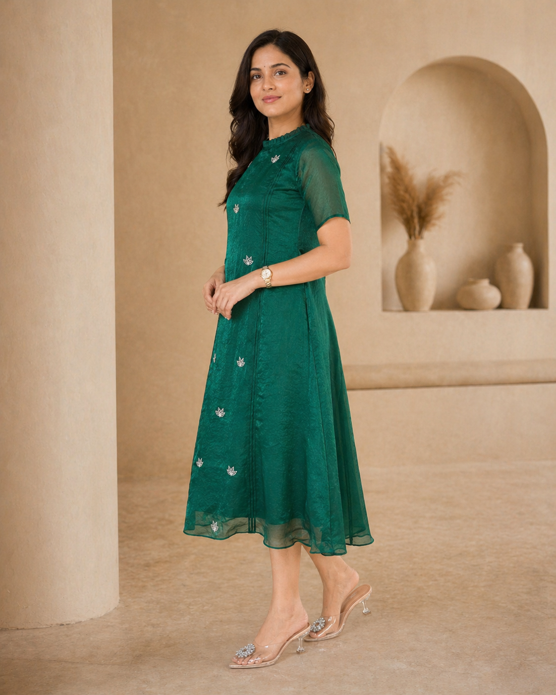 Emrelad green glass tissue frock