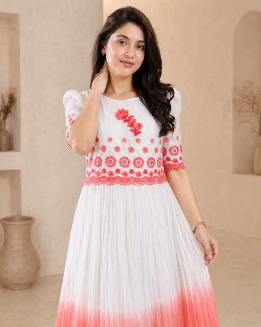 Dual shade Frock with hand embroidery motif