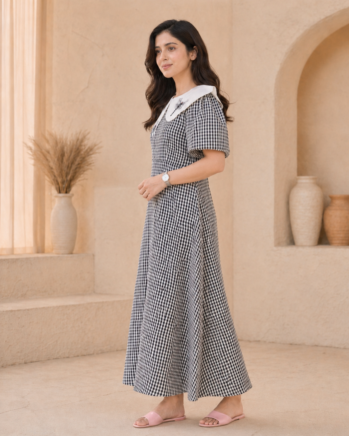 Black and white checks frock