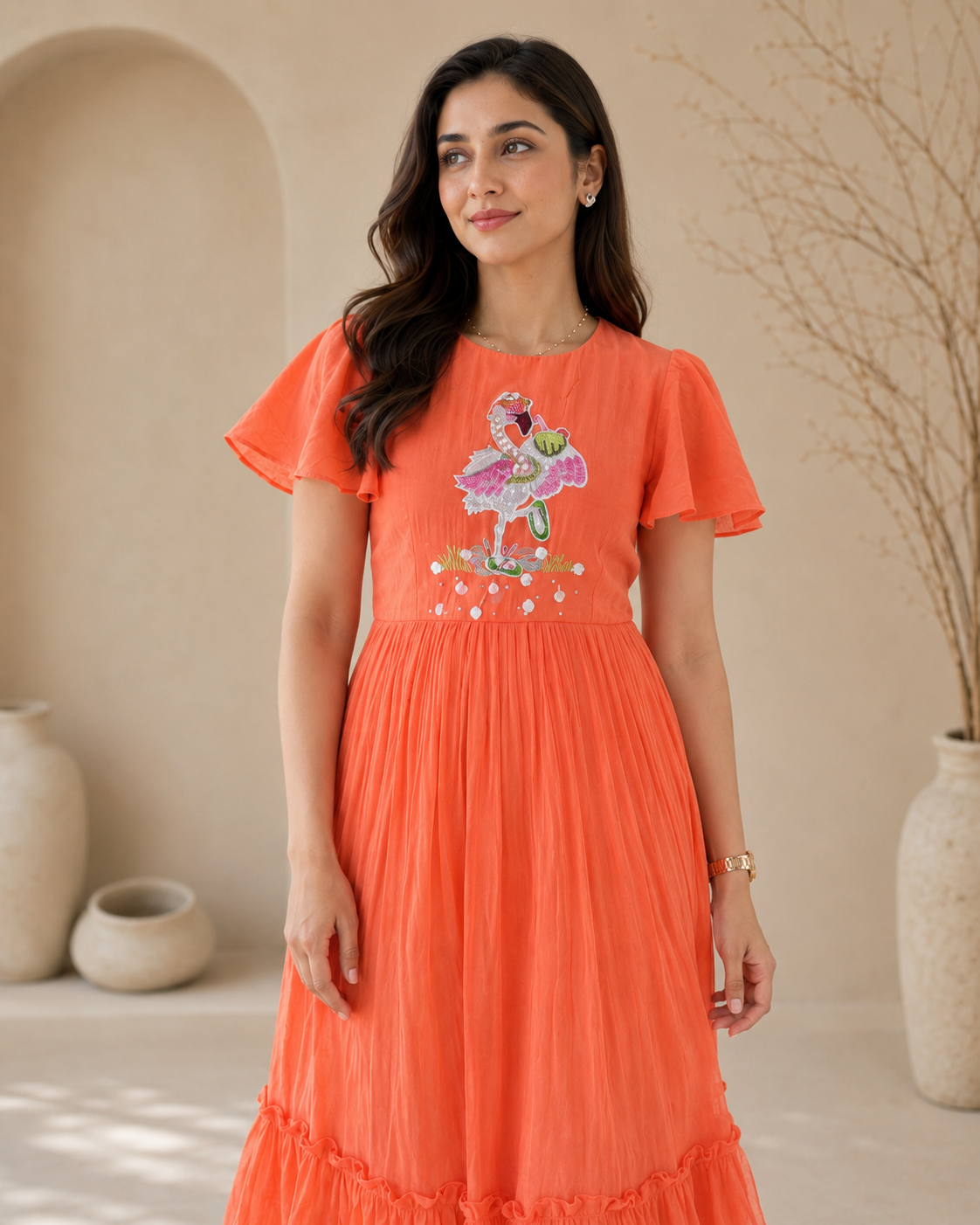 Orange Crane Frock