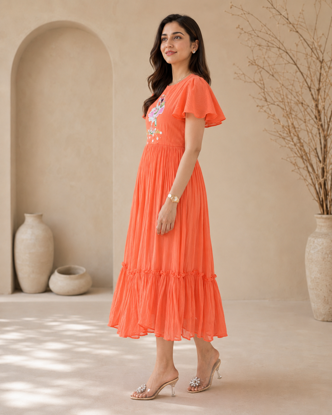 Orange Crane Frock