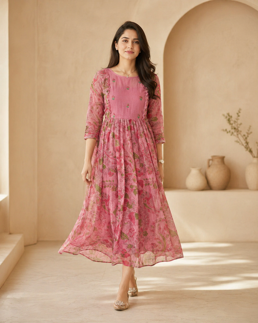 kota frock with hand embroidery