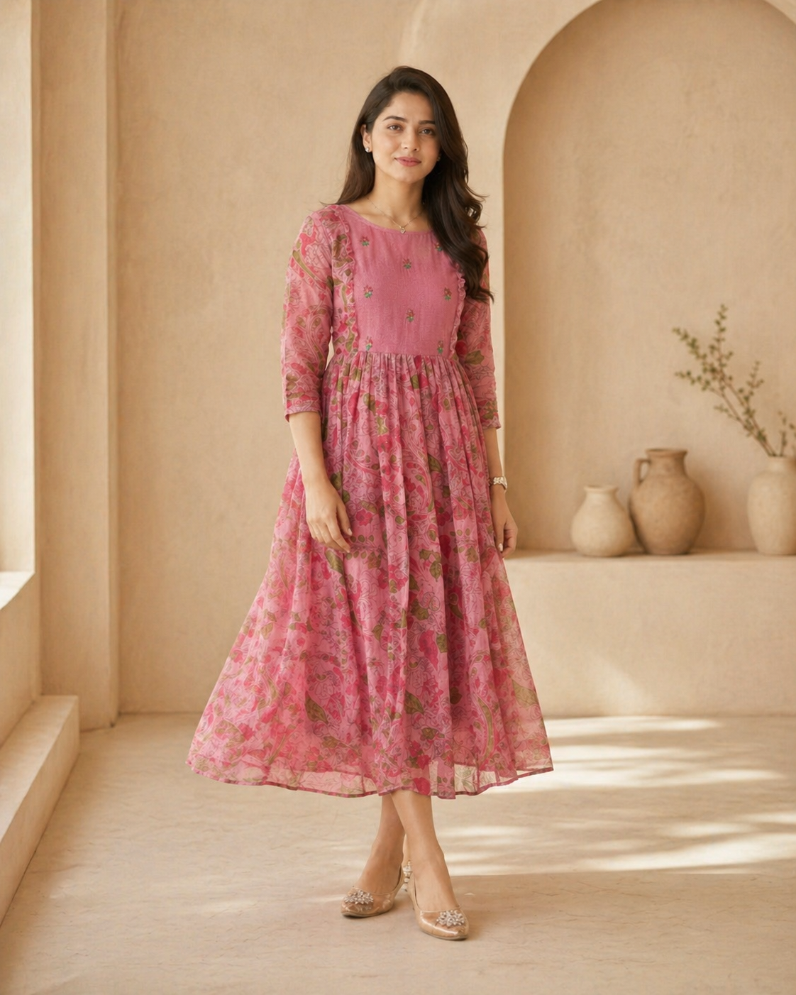 kota frock with hand embroidery