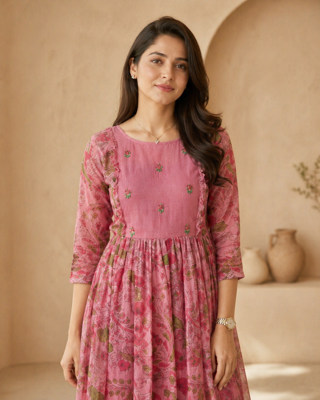 kota frock with hand embroidery