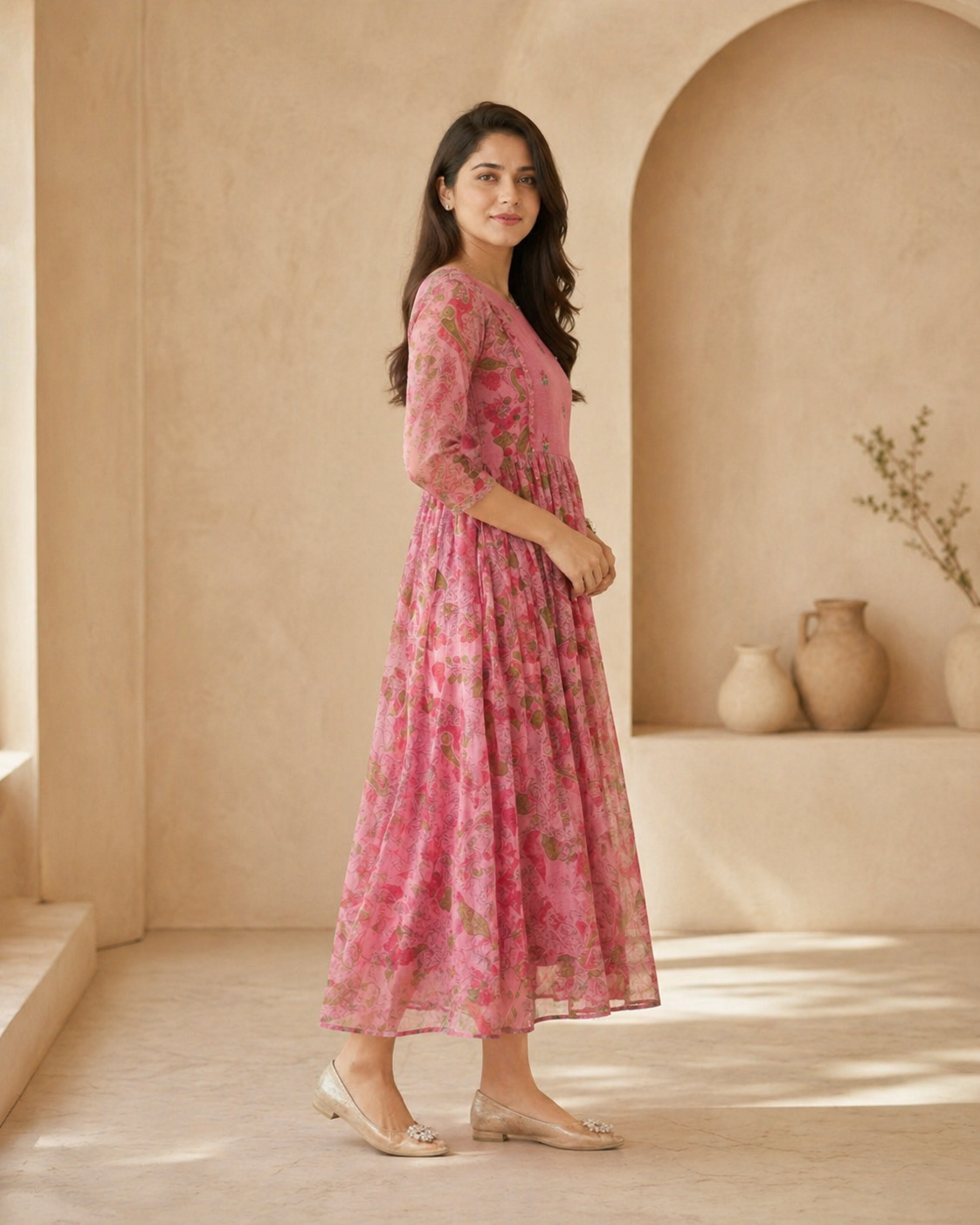 kota frock with hand embroidery