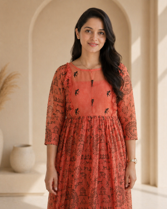 kota frock with hand embroidery