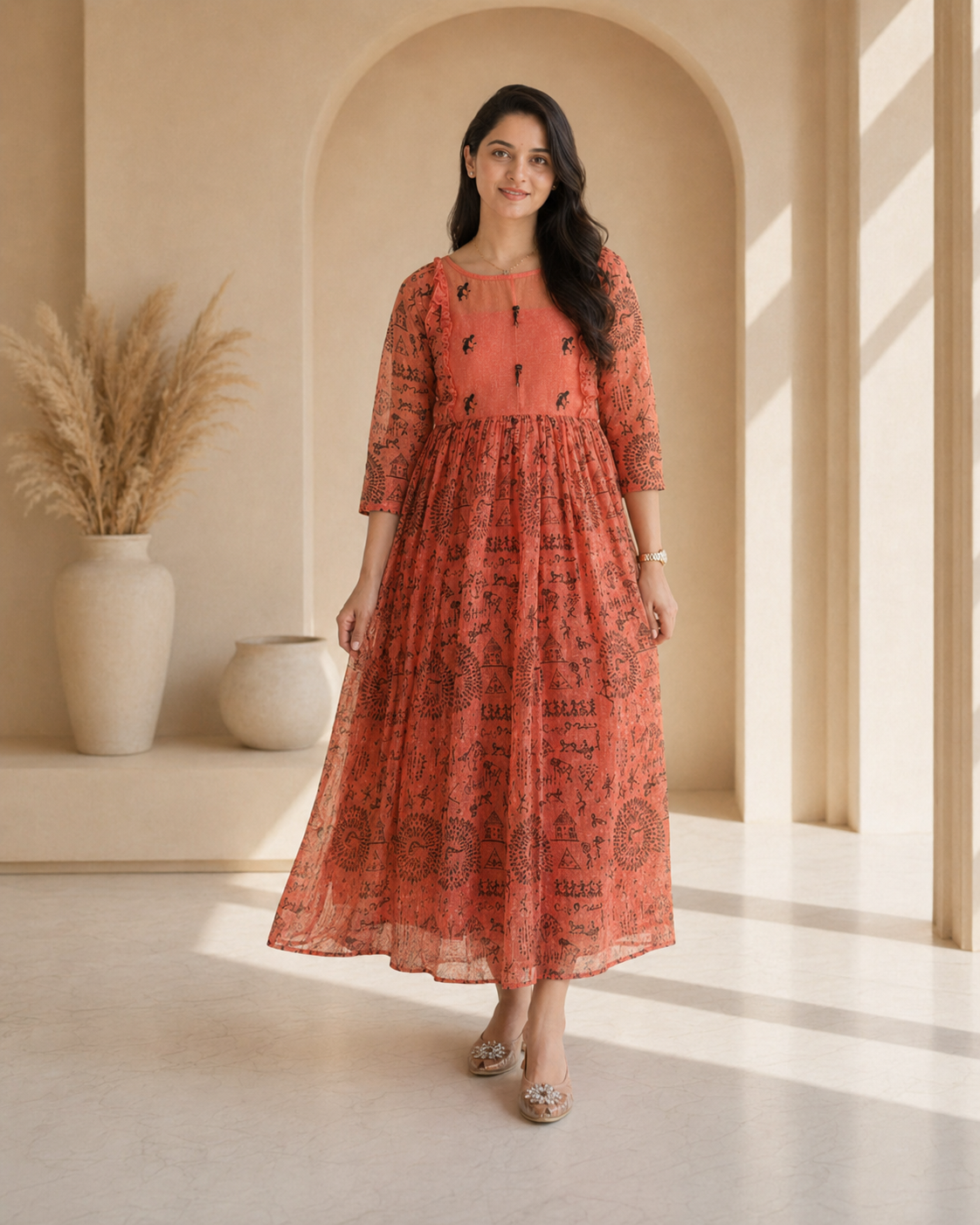 kota frock with hand embroidery