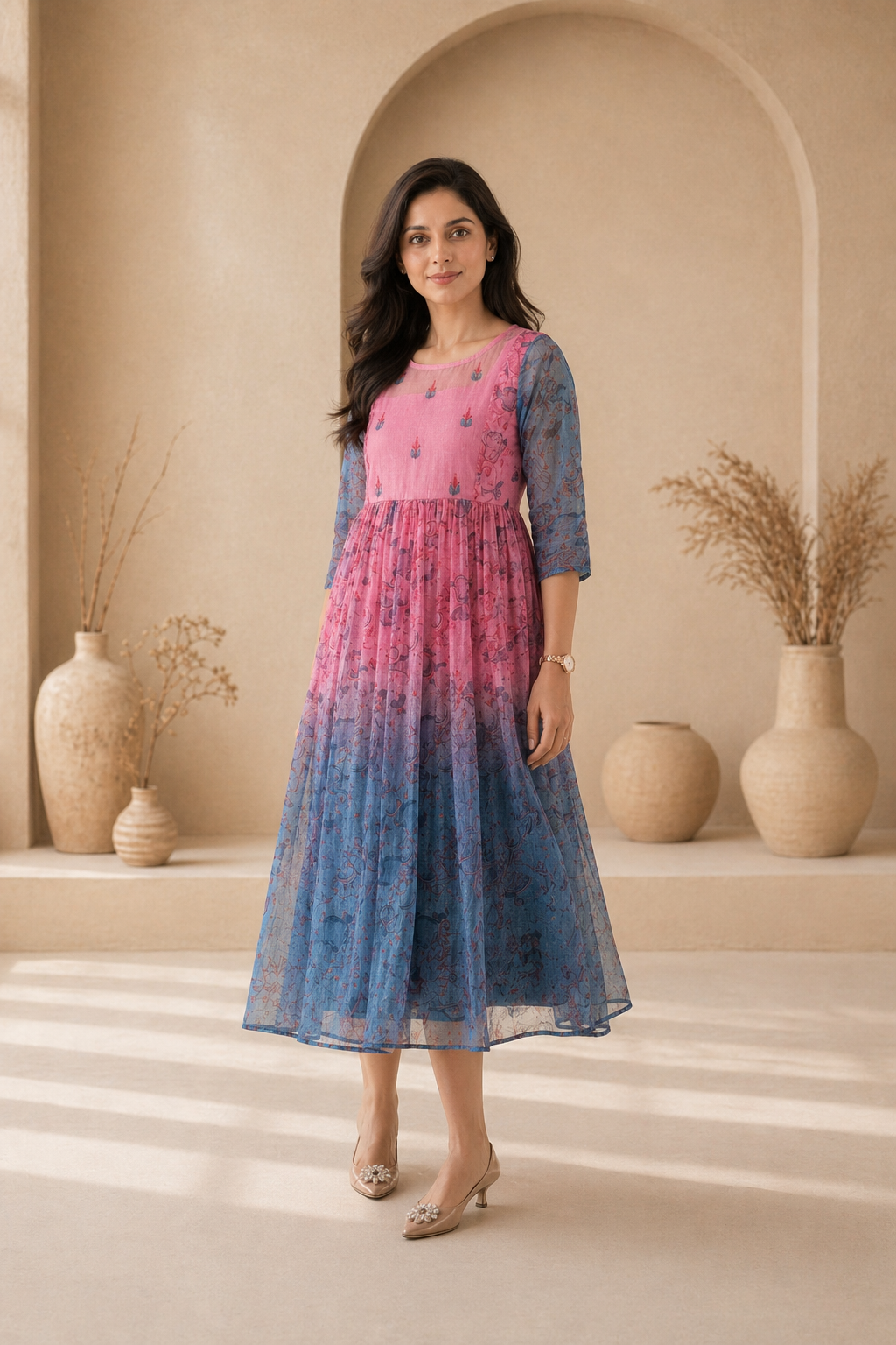 kota frock with hand embroidery
