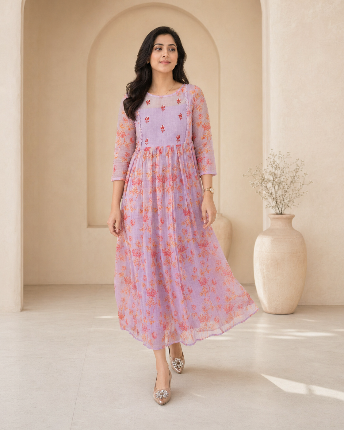 kota frock with hand embroidery