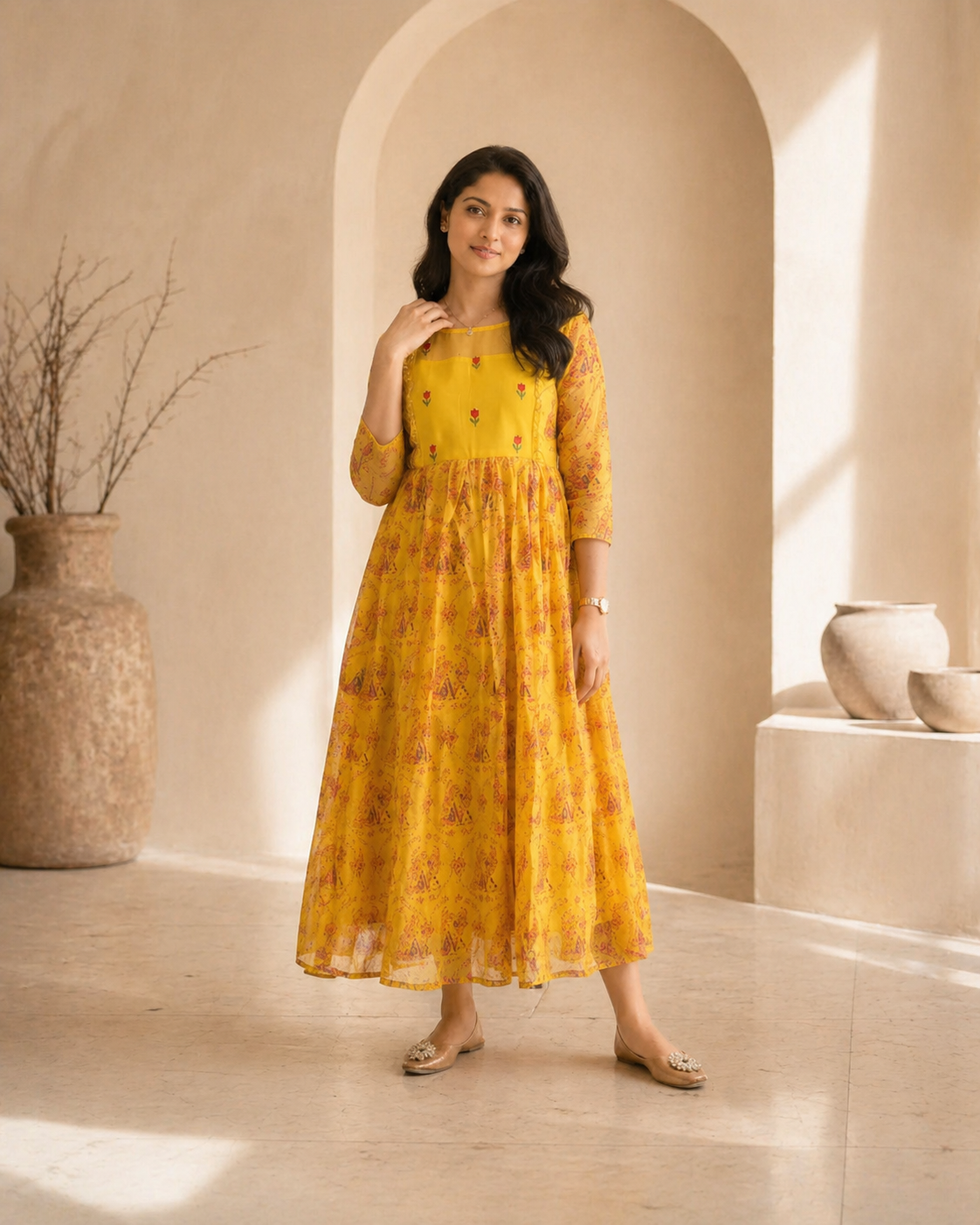 kota frock with hand embroidery