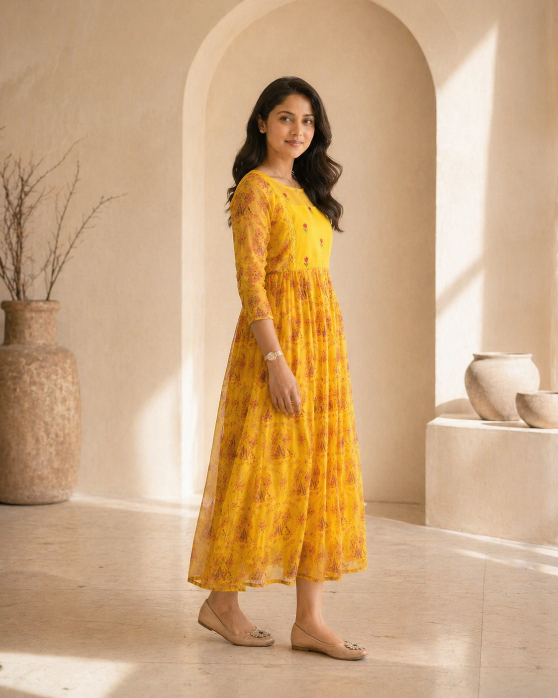 kota frock with hand embroidery