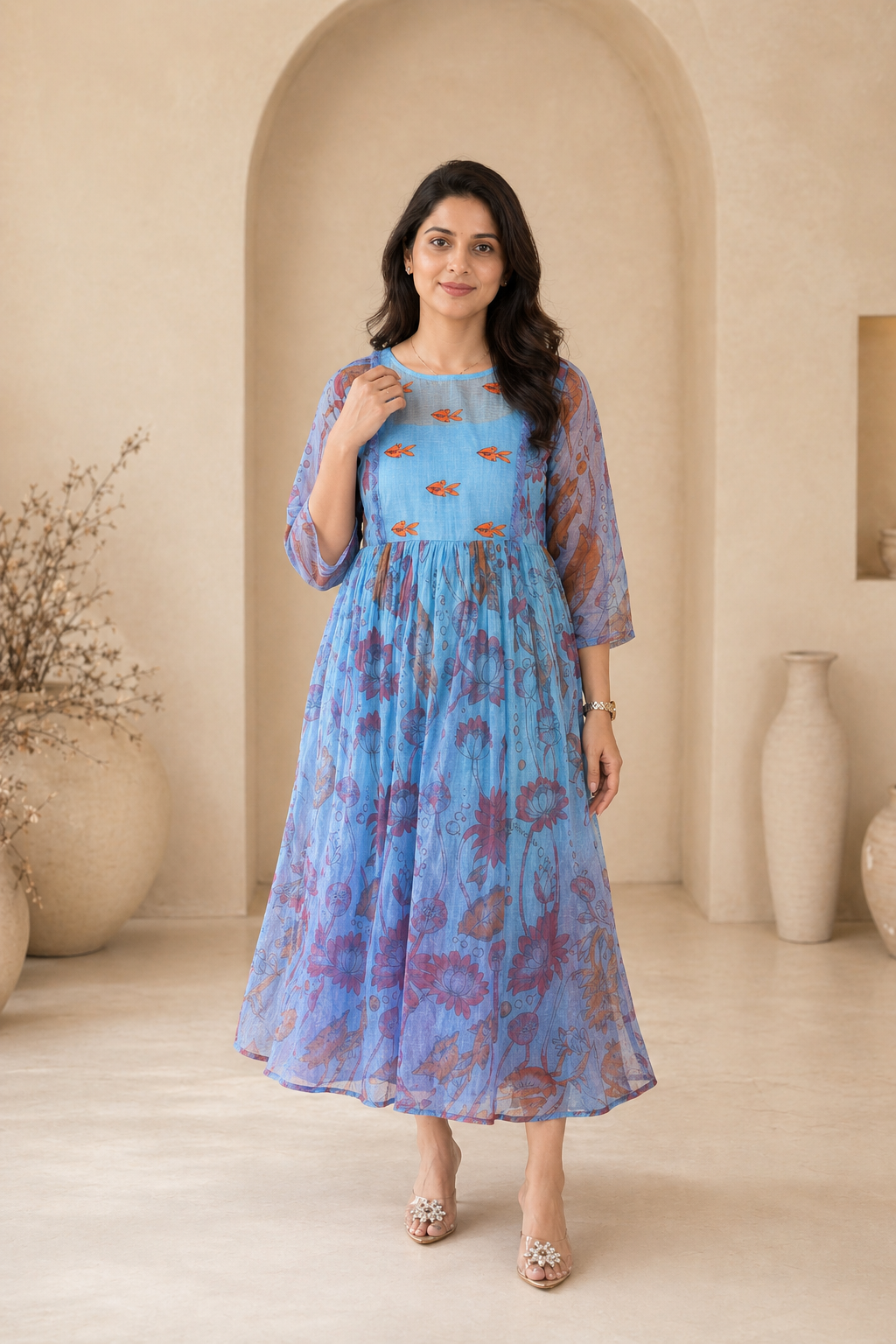 kota frock with hand embroidery