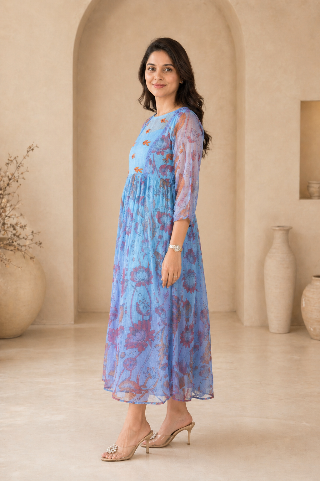kota frock with hand embroidery