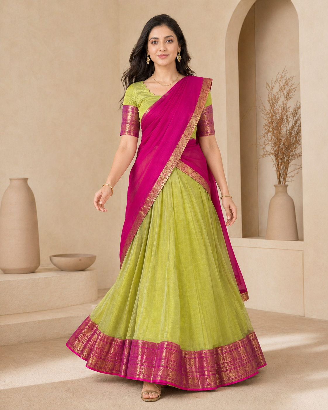 Classic Weave - Kanchi Cotton Lehenga with dupatta