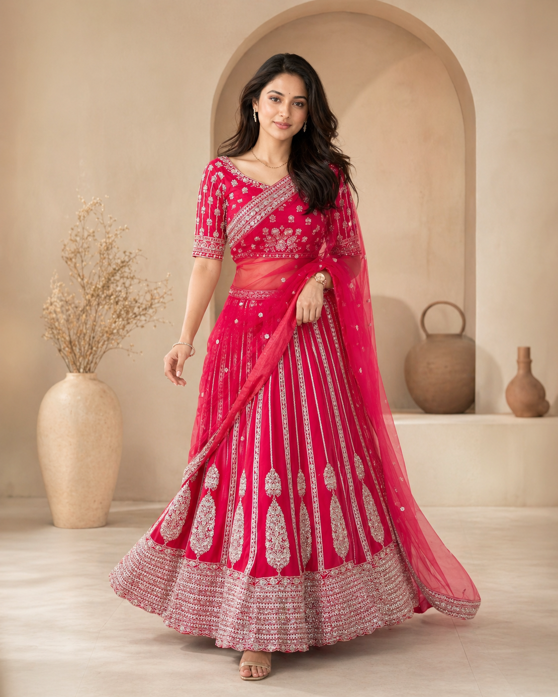 Bridal Red lehanga with  handwork