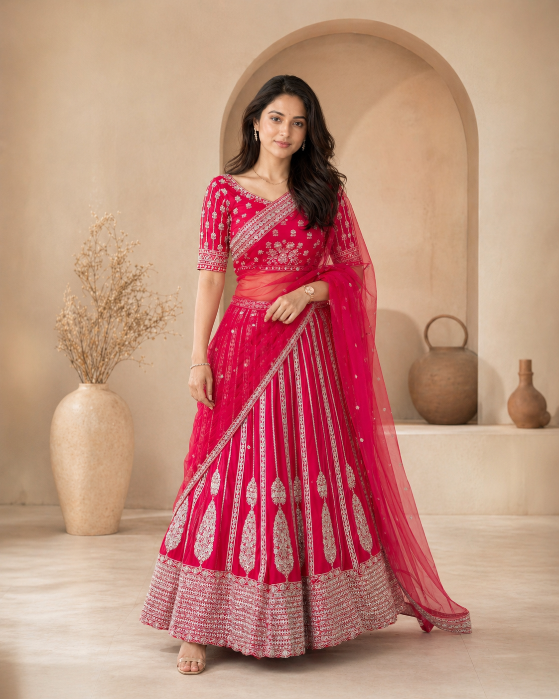 Bridal Red lehanga with  handwork
