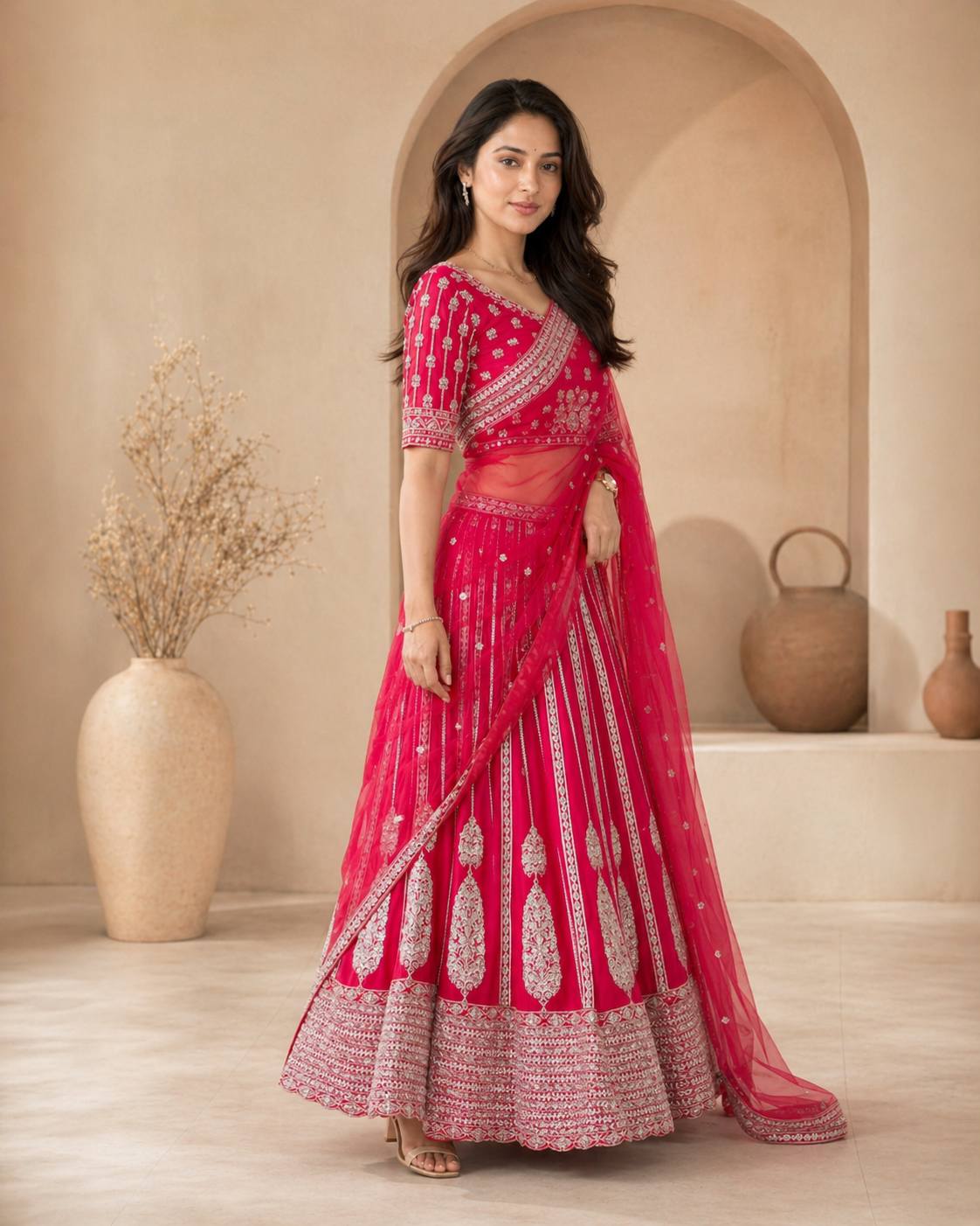 Bridal Red lehanga with  handwork