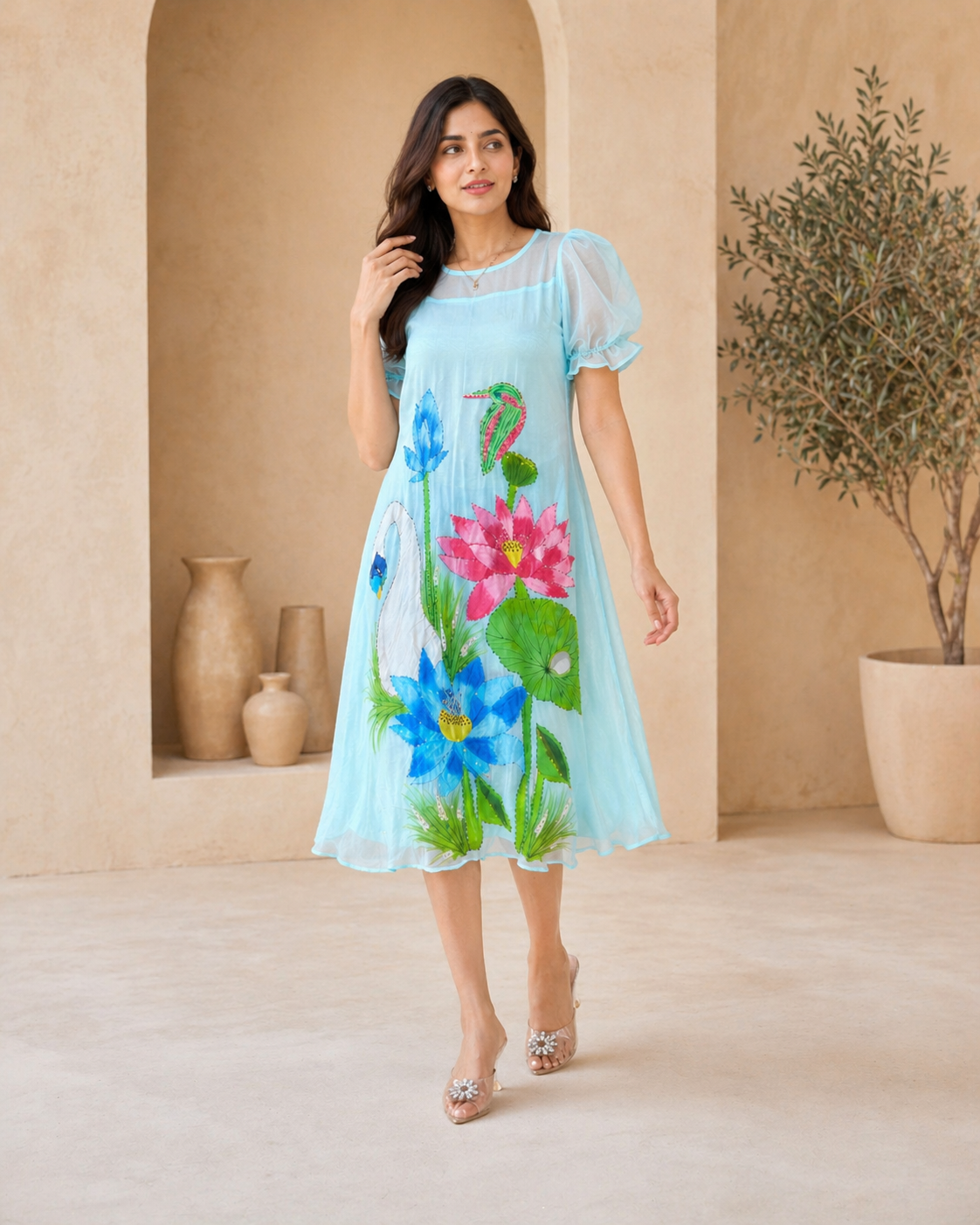 Powder Sky - HandPainted Frock
