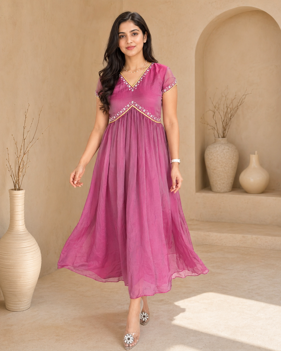 Alia cut handwork frock